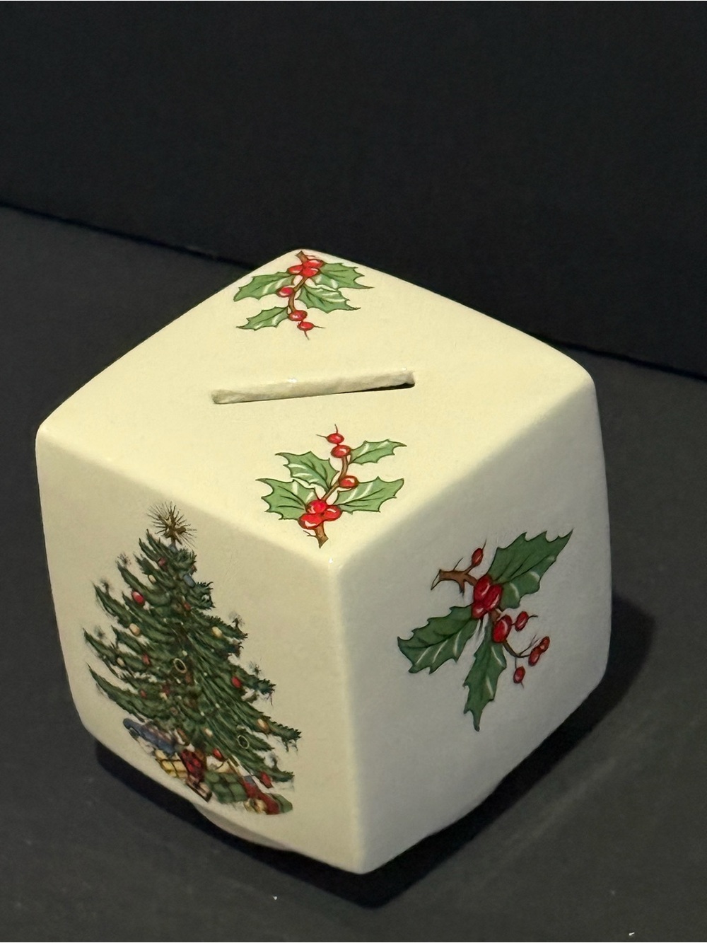 CUTHBERTSON CHRISTMAS CREAM SQUARE BANK - 3 1/8"  1107E